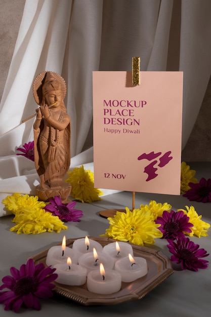Still life di un modello di cartolina di Diwali