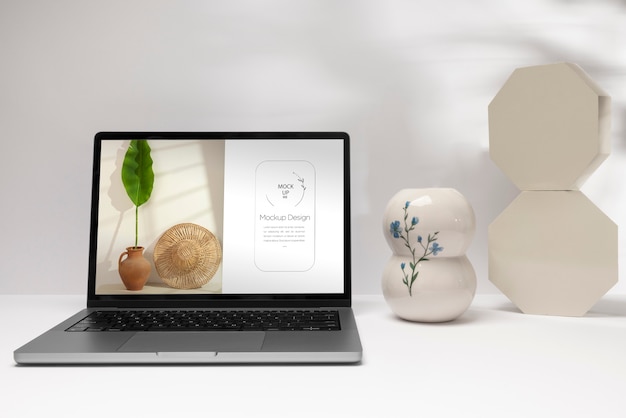 Stillleben eines Technologiegeräts mit minimalem Display-Mockup