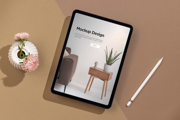 Stillleben mit Display-Mockup für Technologiegeräte