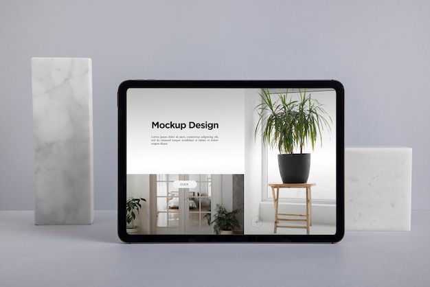 Stillleben mit minimalem Display-Mockup für Technologiegeräte