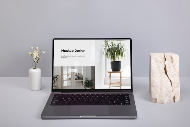 Stillleben mit minimalem Display-Mockup für Technologiegeräte