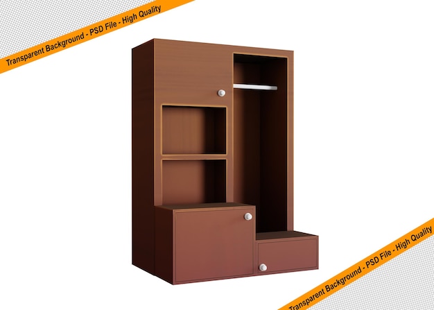 PSD stilvolle holzgarderobe 3d-modell