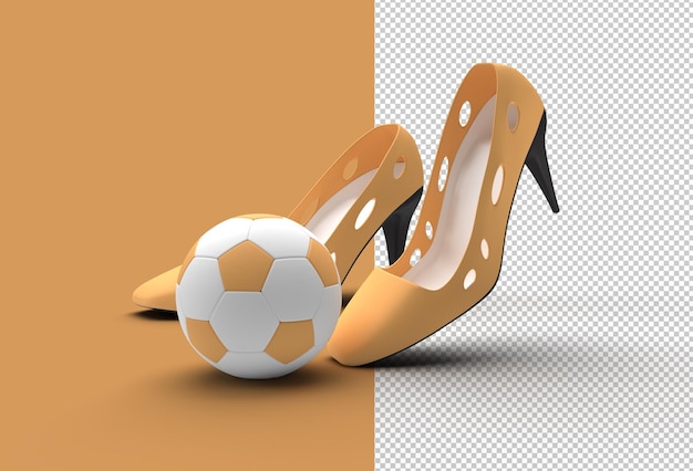 Stilvolle klassische Damenschuhe mit Fußball in hohen Hügeln Transparente PSD-Datei.