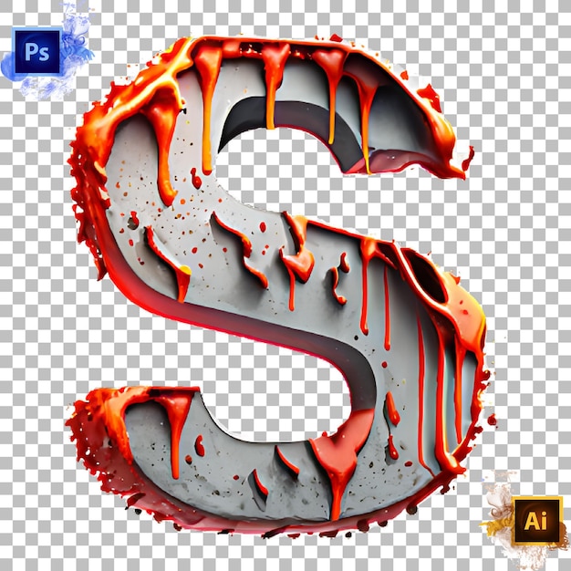 PSD stilvoller alphabet-buchstabe a bis z im lava-design, buchstabe s