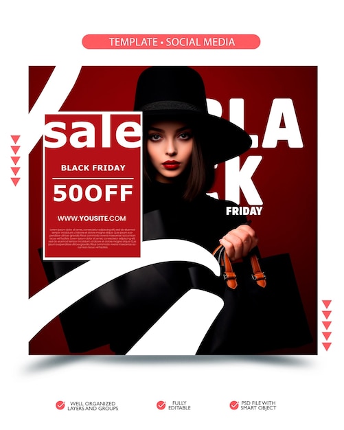 PSD stilvoller black-friday-promotionsflyer