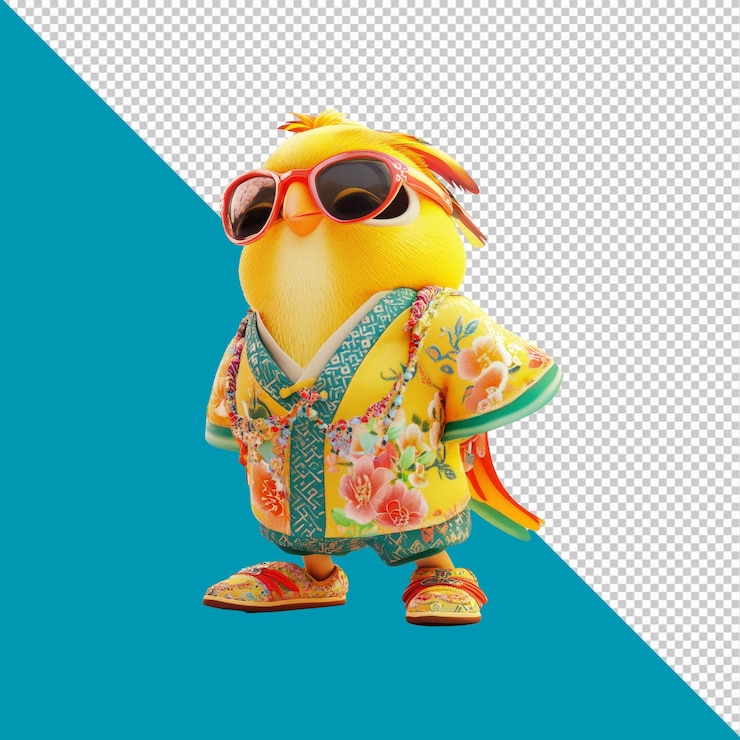 PSD stilvolles mädchen in traditioneller asiatischer kleidung und sonnenbrille