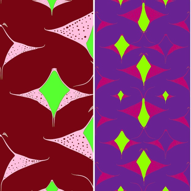 Stingray mit flachem Silhouette Organic Minimal Design und Rad Nature Pattern Vector Designs