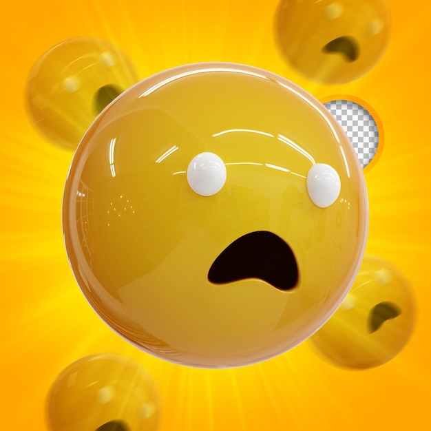 Stirnrunzelndes Gesicht mit offenem Mund 3D-Rendering Emoji