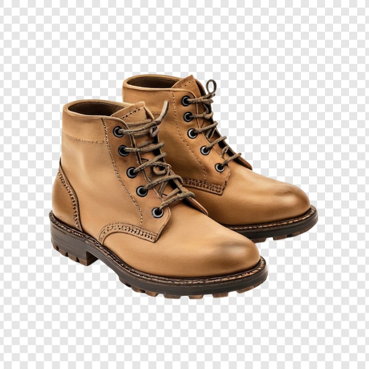 PSD stivali di pelle marrone con lacci in stile rugged outdoor footwear