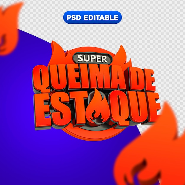 PSD stock quemando rojo nombre 3d sin fondo