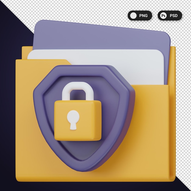 Le stockage sécurisé des fichiers Les icônes de cybersécurité sont constituées d'un ensemble d'éléments de conception Web 3D.