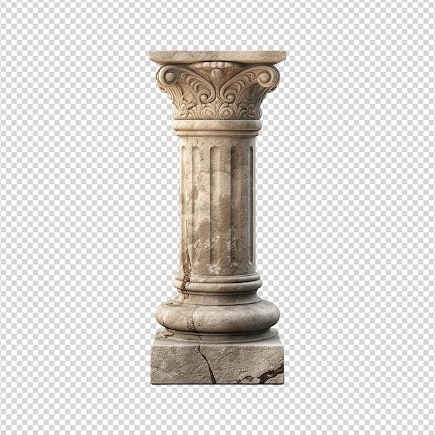 PSD stone pillar isolated on transparent background