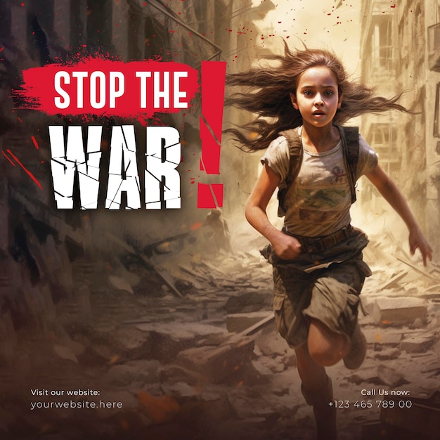 PSD stop the war modèle de publication sur les réseaux sociaux