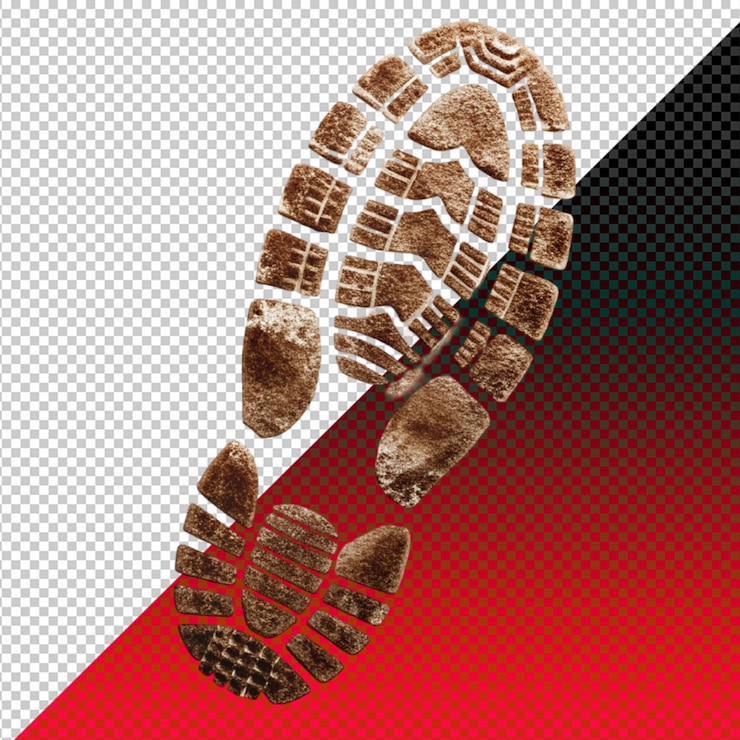 PSD stopa boty na průhledném pozadí