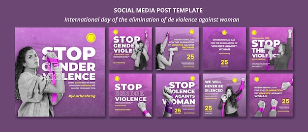 PSD stoppen sie die gewalt gegen social-media-beiträge von frauen