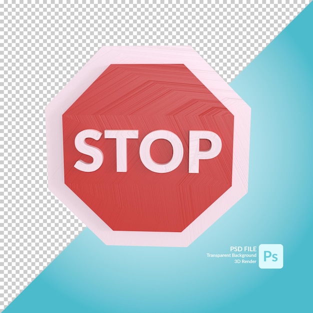 PSD stoppschild 3d-darstellungswiedergabe