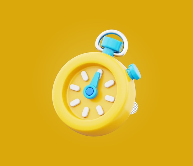 Stoppuhr 3D-Symbol Messzeitzeichen Illustration isoliert auf durchsichtigem Hintergrund