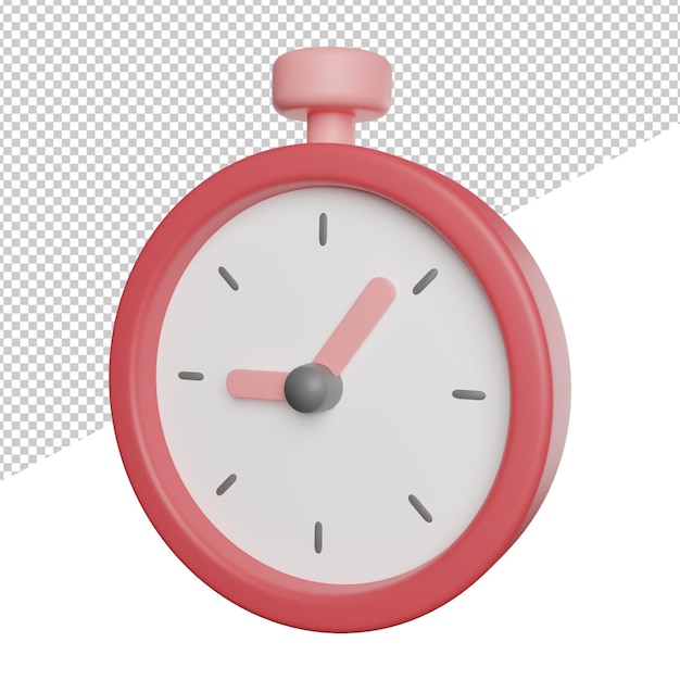 Stoppuhr-timer-seitenansicht 3d-symbol-rendering-illustration auf transparentem hintergrund