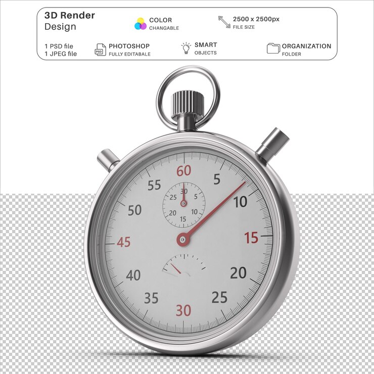 Stopwatch 3D Modeling PSD