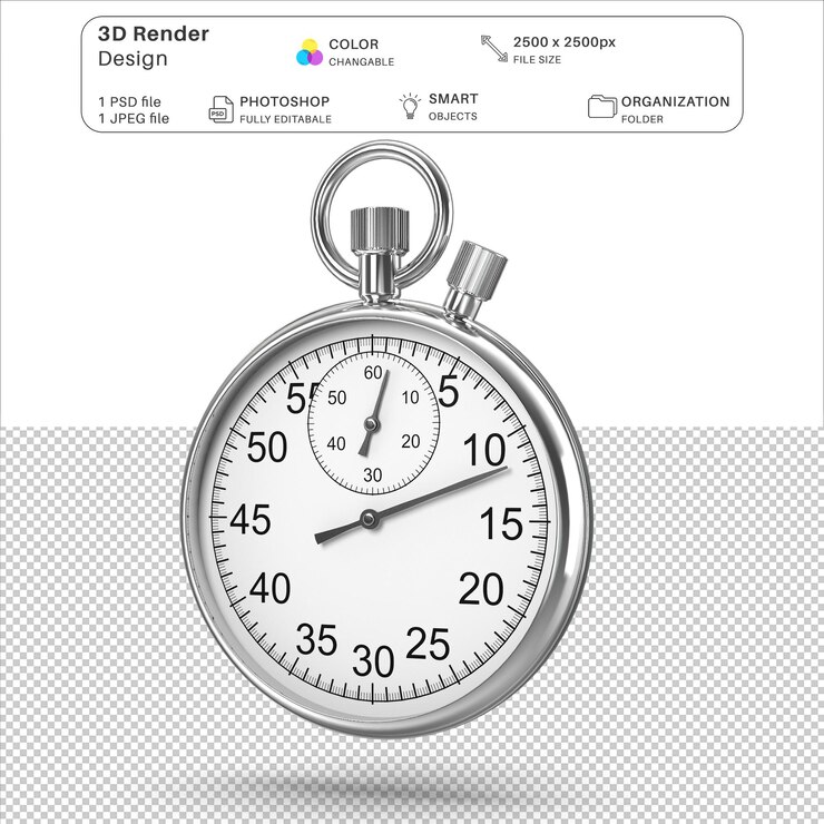 Stopwatch 3D Modeling PSD
