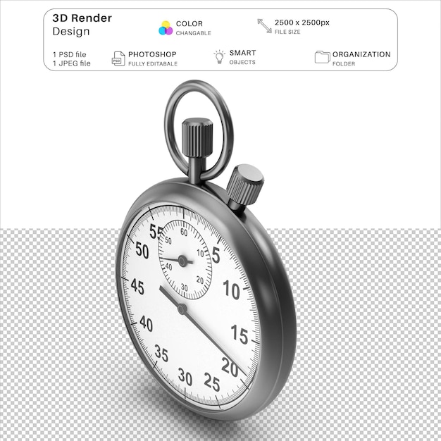 PSD stopwatch modelagem 3d psd