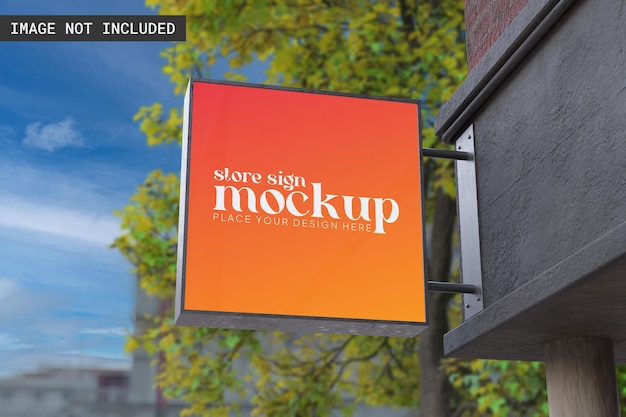 Store sign mockup realistische vorderansicht