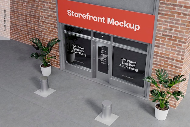 Storefront Mockup, con vasi per piante