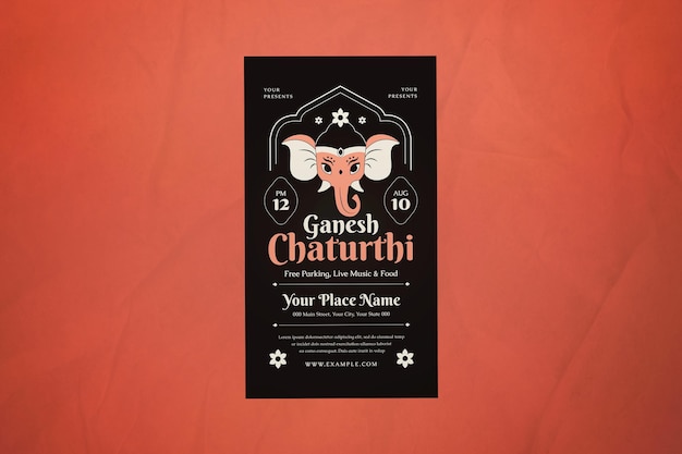 Storia di Instagram di Ganesh Chaturthi dal design piatto nero