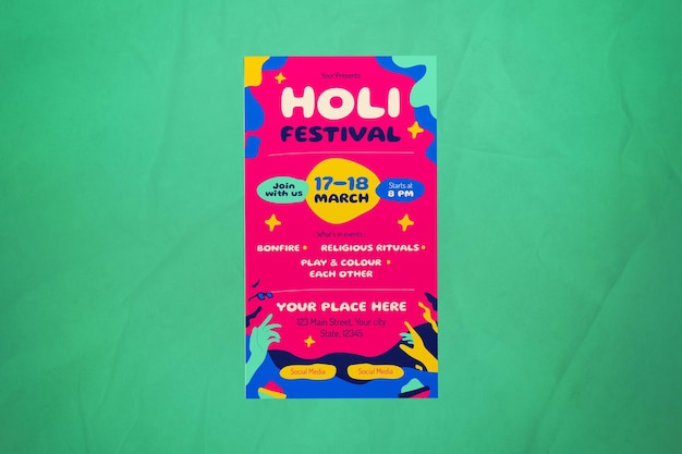 Storia di Instagram di Holi Festival disegnata a mano rossa