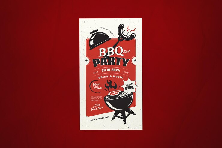 PSD storia di instagram di red retro bbq night party