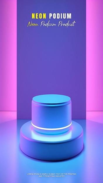 storia futuristica esposizione sul podio modello di presentazione del prodotto con scena di luce al neon prodotto