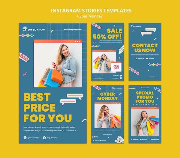 Storie creative di vendita del cyber lunedì ig