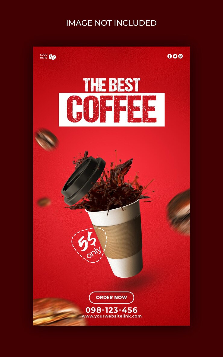 PSD storie di instagram della caffetteria design di banner per social media