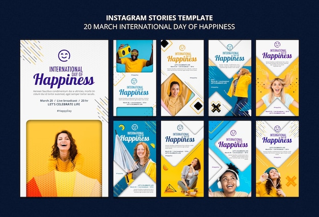 Storie di instagram della giornata internazionale della felicità