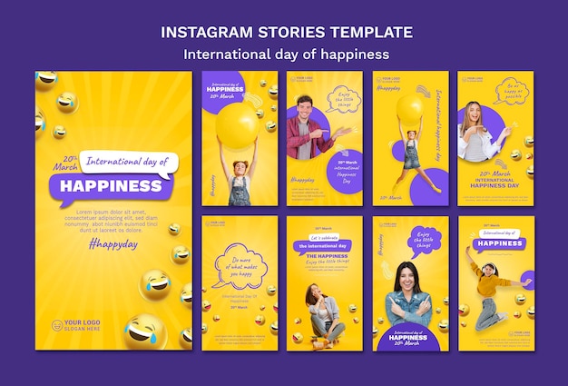 Storie di instagram della giornata internazionale della felicità