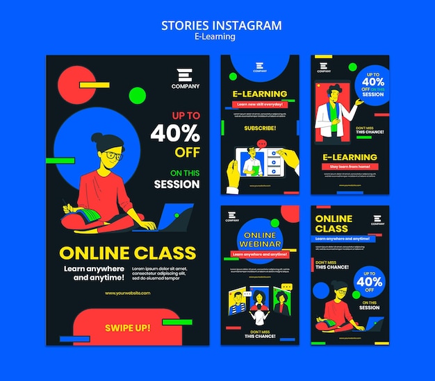 Storie di instagram della piattaforma di e-learning