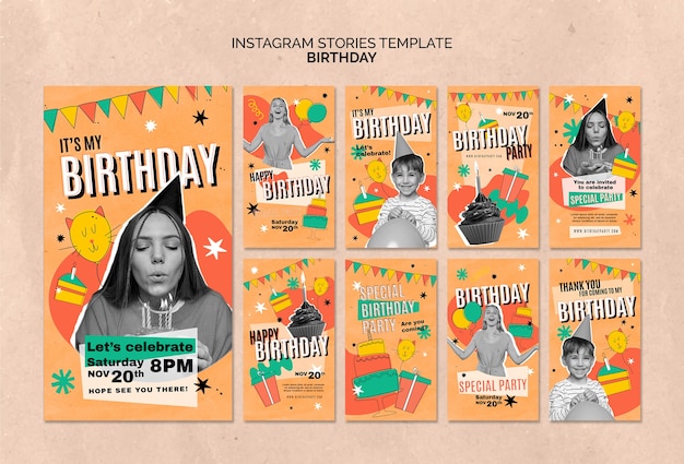 Storie di instagram di buon compleanno disegnate a mano