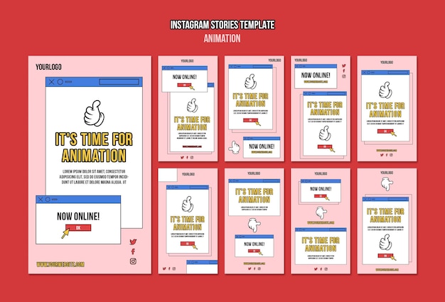 Storie di instagram di classe online di animazione