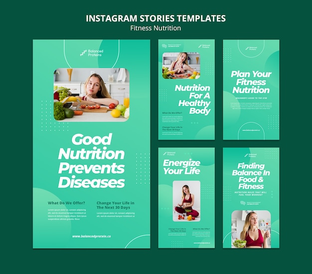 Storie di instagram di nutrizione fitness