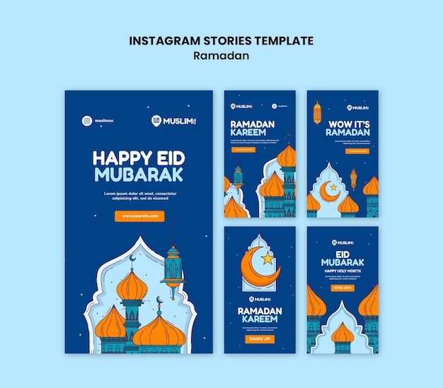 Storie di instagram illustrate di ramadan kareem