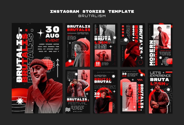 Storie di instagram in stile brutalismo