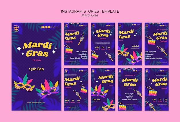 Storie di Instagram per la celebrazione del Mardi Gras