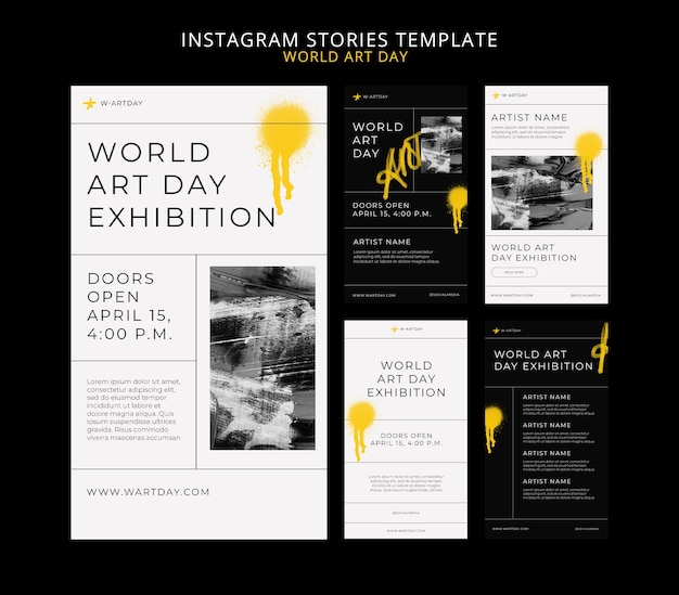 Storie di instagram per la celebrazione della giornata mondiale dell'arte