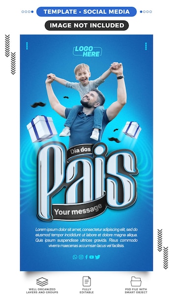 Storie di modelli di social media Happy Fathers Day in brasiliano