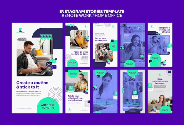 Storie di social media di lavoro a distanza