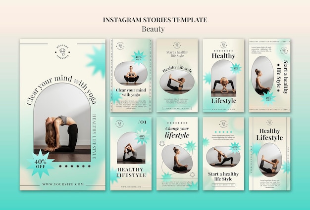 Storie di social media sullo yoga