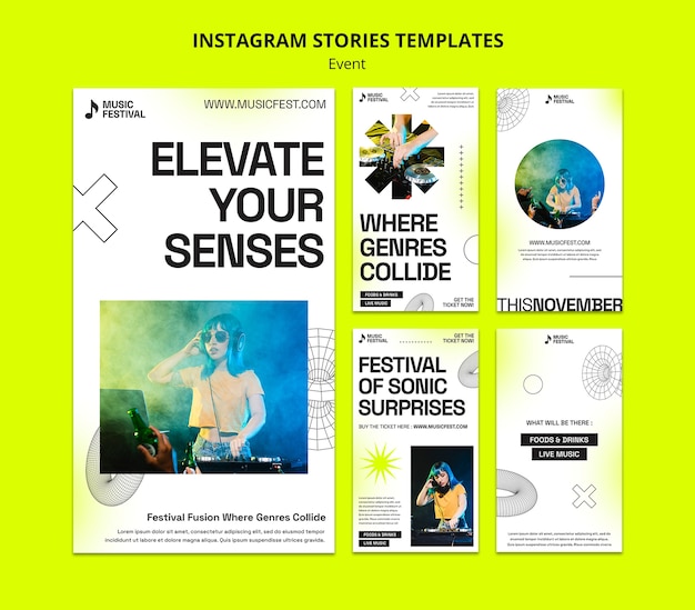 Storie instagram di eventi musicali geometrici