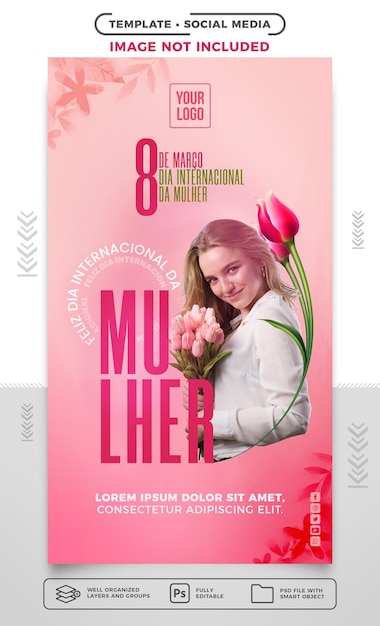Storie sui social media Giornata internazionale della donna felice 8 marzo Tulip