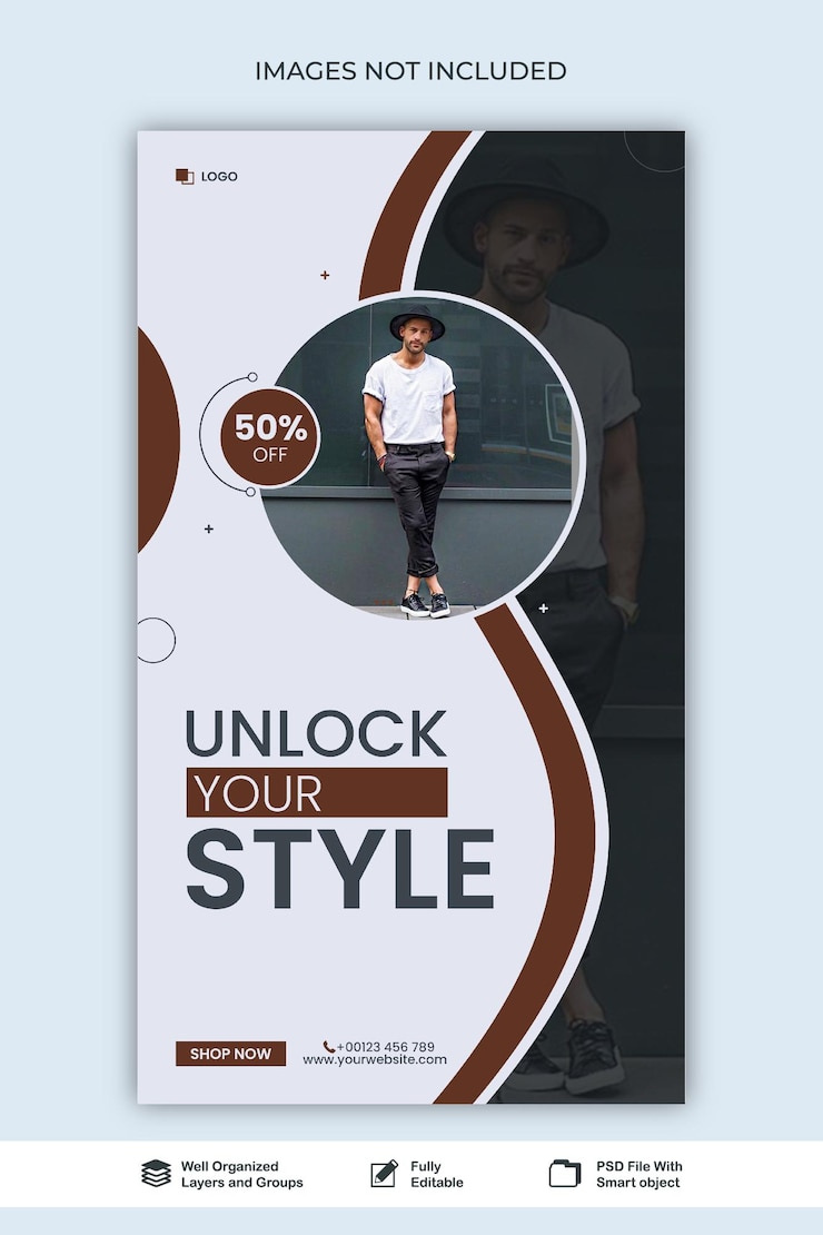 PSD story fashion nuova collezione moda vendita agenzia di moda social media web story post template p