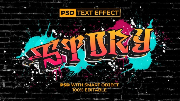 PSD story-graffiti-texteffektstil bearbeitbarer texteffekt